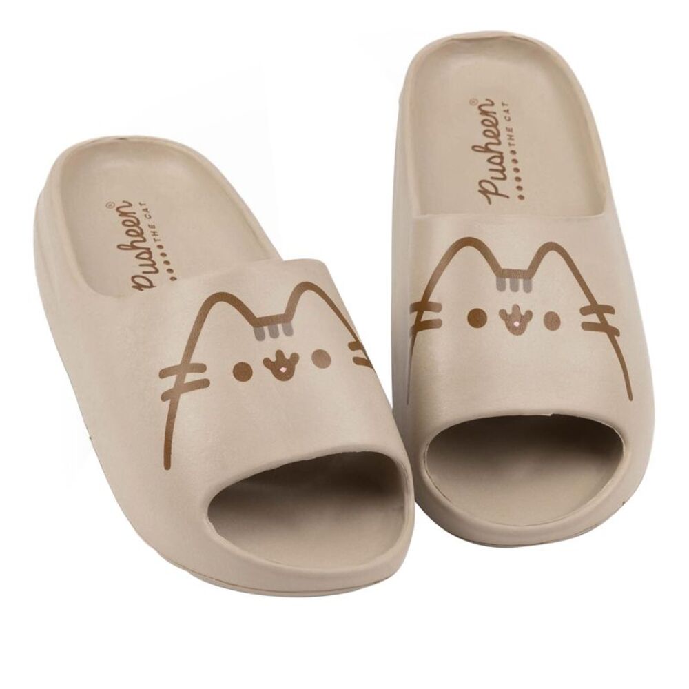 Pusheen Girls Moulded Footbed Sliders / Brown